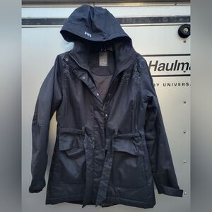 Helly Hansen ladies belted coat with hood. Size medium